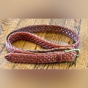 Polo Ralph Lauren Braided Woven Leather Belt Brown Brass Buckle Men’s 42